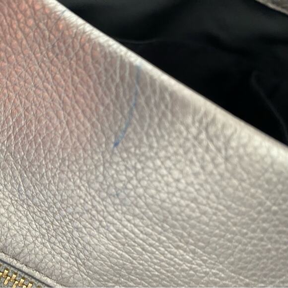 Coach Phoebe Saddle Leather Pebbled Medium Shoulder Bag Purse Pewter - Picture 11 of 13